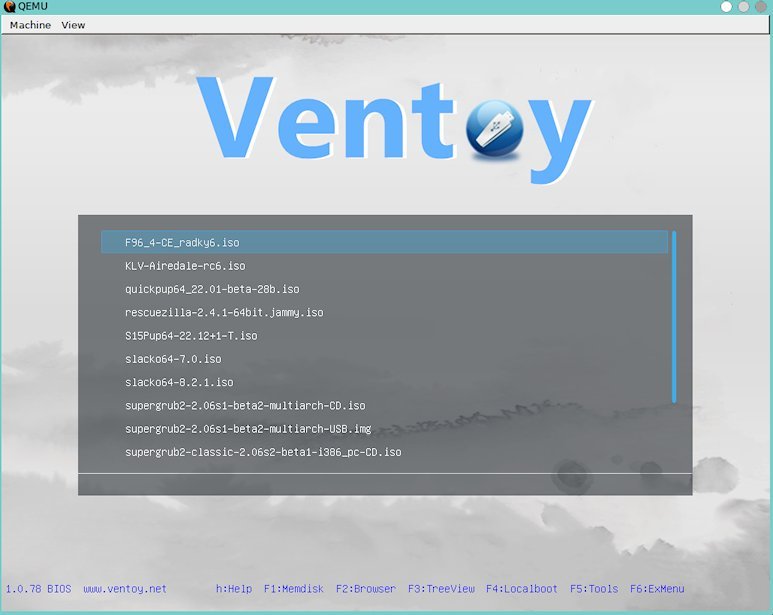 In QEMU VM, Ventoy file list page 1