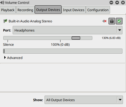 Perferences, choose Output Devices, Port, Speakers and slide slider to silence.png