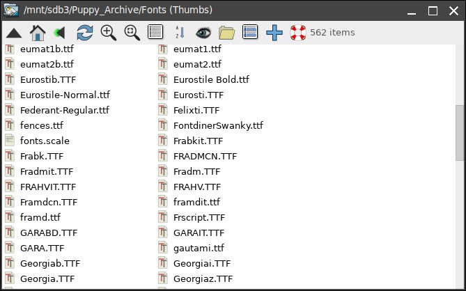 usr/share/font/default/TTF directory with fonts-scale textfile