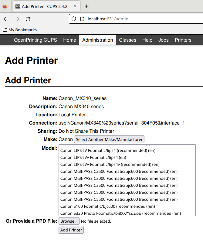 CUPS 2.4.2 does not show any Canon MXxxx printer models with BookwormPup64 10.0.6.png