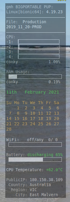 my conky display on bionic64