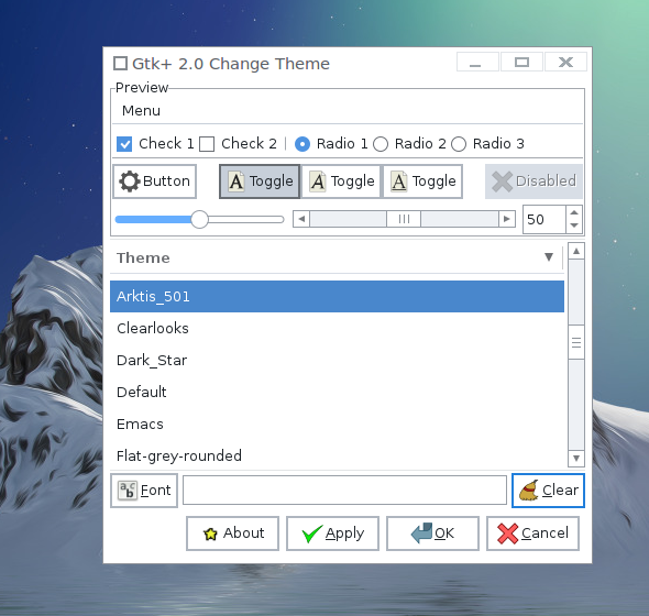 Arktis GTK2 engine screenshot with default bright theme