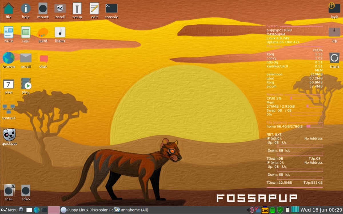 My fossapup64 desktop