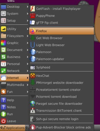 Firefox - visible in the applications menu